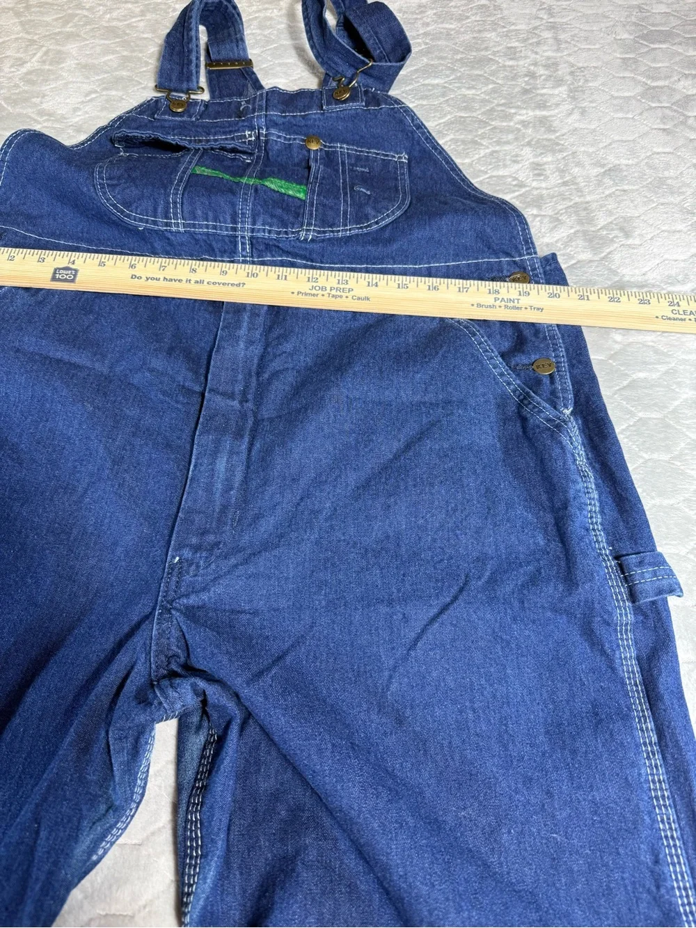 Vintage KEY Imperial Blue Bib Overalls Carpenter Denim 40x31 Made USA Style